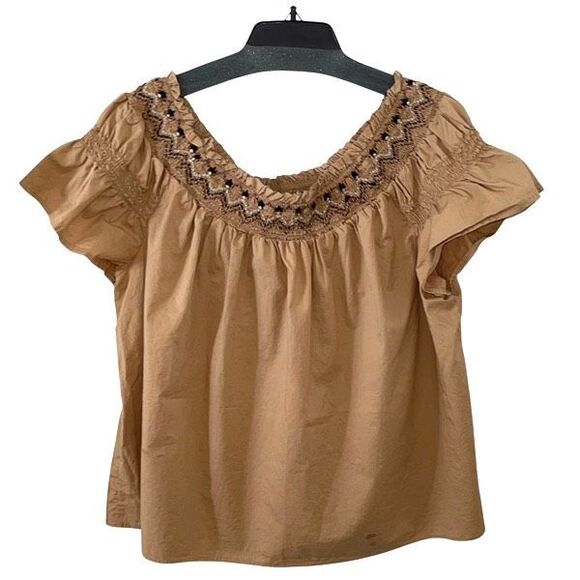 Old Navy‎ Smocked Off the Shoulder Top Blouse Size XXL Brown - Picture 5 of 9